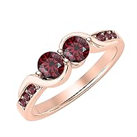 Round Cut Gemstone 18K Rose Gold Over .925 Sterling Silver Two Stone Bypass Engagemet Ring for Women's.