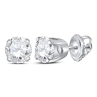The Diamond Deal 14kt White Gold Unisex Round Diamond Solitaire Stud Earrings 3/4 Cttw