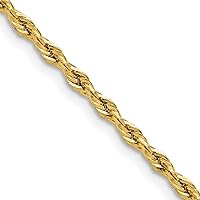 10k Gold 2.5mm Semi solid Rope Chain Necklace Jewelry for Women - Length Options: 16 18 20 22 24
