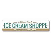 Ice Cream Shoppe Family Name Beach House Aluminum Sign - 3 x 13
