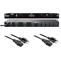 Furman M-8Dx Merit X Series 8 Outlet Power Conditioner & Surge Protector with LED Voltmeter & Dual Lights Plus (2) Hosa 18 Gauge Electrical Extension Cable