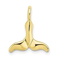 10k Gold Mini Whale Tail High Polish and Fixed Bail Charm Pendant Necklace Measures 20x13mm Wide Jewelry Gifts for Women