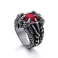 Punk Dragon Claw Ring for Men Boys Vintage Stainless Steel Gothic Crytsal Band Men's Biker Ring Muti-Color Size 7-12