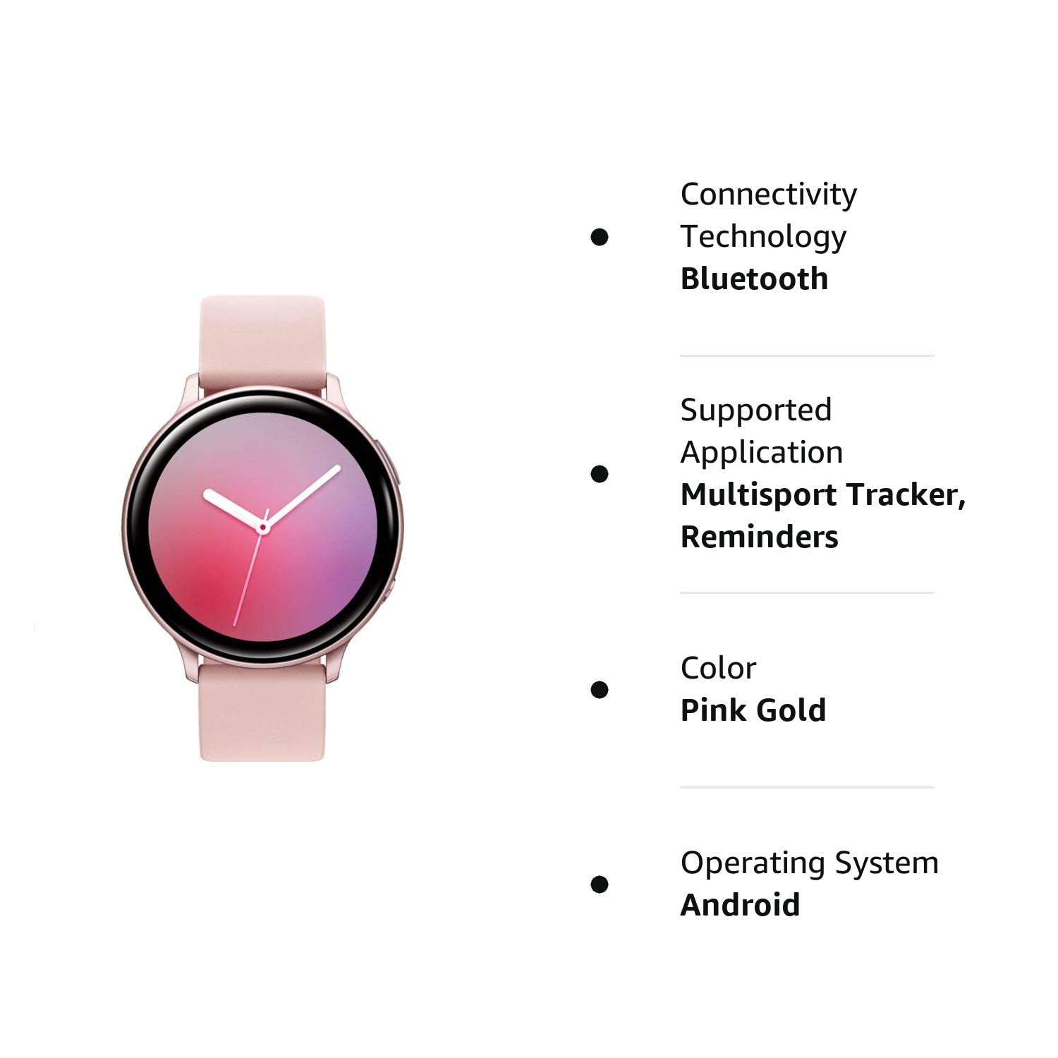 Samsung Galaxy Watch Active2 (Silicon Strap + Aluminum Bezel) Bluetooth - International,Multisport Tracker (Pink Gold, R820-44mm) (Renewed)
