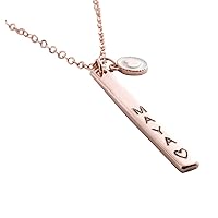 Name Necklace - Personalized Vertical Heart Name Bar Necklace, a Gorgeous Gift