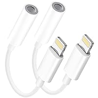 Apple MFi Certified 2 Pack Lightning to 3.5 mm Headphone Jack Adapter,iPhone to 3.5mm Audio Aux Jack Adapter Dongle Cable Converter Compatible with iPhone 12 11 Pro XR XS Max X 8 7 iPad