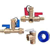 3/4 in. PEX A Tankless Water Heater Isolation Service Valve with Pressure Relief Valve, Pex-A, Threaded 3/4
