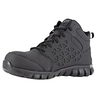 Reebok Men's Rb4060 Sublite Cushion Work Safety Athletic Mid Cut Composite Toe Shoe Black and Gray Construction