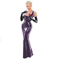 Plus Size Low Cut Sleeveless Skinny Long Dress Ladies Elegant PVC Mermaid Dress