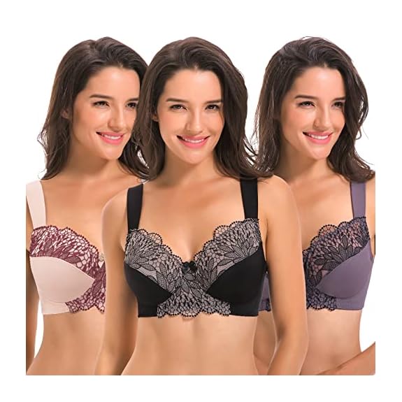 Mua Curve Muse Plus Size Unlined Minimizer Wirefree Bras with Embroidery  Lace-3Pack trên  Mỹ chính hãng 2024