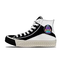Popular graffiti-03,Black Custom high top lace up Non Slip Shock Absorbing Sneakers Sneakers with Fashionable Patterns