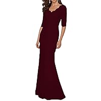 Mermaid/Trumpet Mother of The Bride Dress Wedding Guest Plus Size Sexy V Neck Sweep/Brush Train 2023 JF006