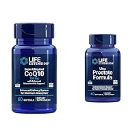 Life Extension Super Ubiquinol CoQ10 with Enhanced Mitochondrial Support, ubiquinol CoQ10, shilajit & Ultra Prostate Formula, Saw Palmetto for Men, pygeum, stinging Nettle Root, lycopene