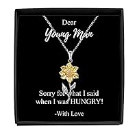 Funny Young Man I'm Sorry Necklace Apologize Gift For What I Said When I Was Hungry Witty Pun Pendant Sterling Silver Chain With Box