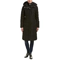 Cole Haan Women's Knee Length Hooded Quilted Down Coat