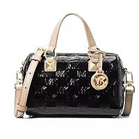 Michael Michael Kors Women's Grayson Black Patent Leather Small Duffle Crossbody Handbag