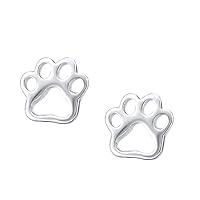 14K White Gold Plated Studs Dog Paw Print Earrings, Dainty Dog Earrings, Dog Paw Earrings for Women, Veterinarian Gifts for Women, Dog Lovers