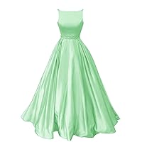 Prom Dresses Long Satin A-Line Formal Dress for Women with Pockets Mint Size 10