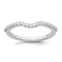 14k White Gold 1/4 Carat Diamond Contoured Wedding Band Size 7.00 Jewelry Gifts for Women