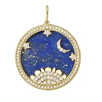 Designer Disc Lapis Lazuli Diamond 925 Sterling Silver Charm Pendant,Handmade Pendant JewelryGift