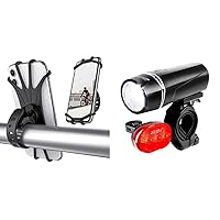 ORIbox Bike Phone Mount, Motorcycle Handlebar Mount,Samsung Galaxy & BV Bicycle Light Set Super Bright 5 LED Headlight, 3 LED Taillight, Quick-Release