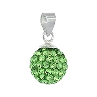 Medium 10mm Sterling Silver Birthstone Crystal Disco Ball Pendant Necklace for Women Assorted Colors
