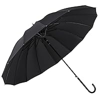 Classic Hook Handle J Stick Umbrella 16 RIBS Auto Open Windproof Umbrella for Men & Women