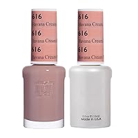 Duo Gel & Matching Lacquer Polish Set Soak off Gel NAIL All In One Daisy Top Coat for Nails Made in USA (616 Havana Cream, Gel & Lacquer)