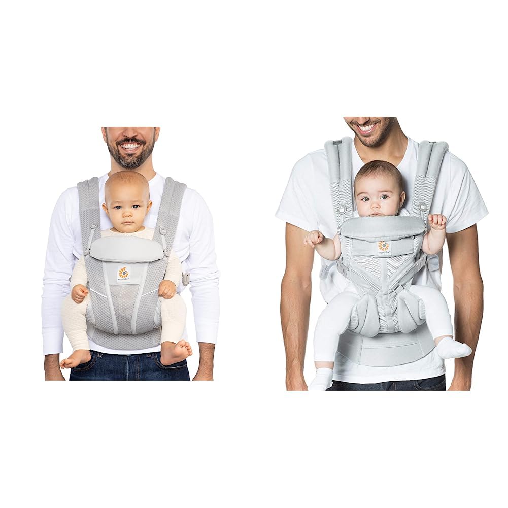 Ergobaby Omni Breeze All Carry Positions Breathable Mesh Baby Carrier Newborn to Toddler, Pearl Grey & Omni 360 All-Position Baby Carrier (7-45 Lb), Pearl Grey