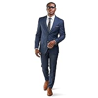 Slim Fit Suit 2 Button Peak Lapel Windowpane Plaid Vest Optional 35071