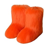 Valpeak Snow Boots for Women 2023 Furry Boots Winter Knee High Flat Heel Fluffy Faux Fur Boots