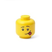 Room Copenhagen, Lego Storage Heads Stackable Storage Container - Buildable Organizational Bins for Kid’s Toys and Accessories - 4.02 x 4.02 x 4.53in - Mini, Silly, Holds 100 Bricks