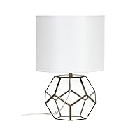 Elegant Designs LT1093-BRS Vintage Modern Glass and Brass Sphere Table Lamp with White Shade