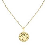 Yellow Gold Plated Sterling Silver You Are My Sunshine Necklace Happy Face Smiling Sun (Front) You are my Sunshine my only Sunshine (Back) Necklace Small Round Pendant
