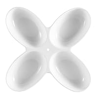 CAC China COL-44 34-Ounce Porcelain 4 Leaves Bowl with Metal Handle, 13-1/2 by 7-1/2-Inch, Super White, Box of 12