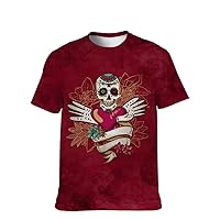 Mens Cool-Graphic T-Shirt Funny-Tees Novelty-Vintage Short-Sleeve Skull Heart Hip Hop: Youth Boyfriend Unique Adult Gifts