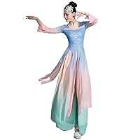 Gradual Color Chinoiserie Classical Dance Dress Women' Set