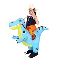 Inflatable Dinosaur Costume for Kids - Ride on Dinosaur Blow Up Costume for Halloween Party Cosplay - Blue Dinosaur Dress-Up for Boys and Girls