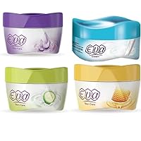 Lot of 4 x Eva Skin Care Cream Moisturizing for the face, feet and elbows and softening the body and hands with glycerin, honey, yogurt, cucumber and milk to keep your skin healthy and natural softness 100% All skin types (Lot of 4 × 50 gm )