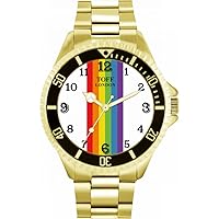 Pride Linear White Arabic Numerals Mens Wrist Watch 42mm Case Custom Design