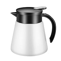 Coffee Pots Stainless steel double wall vacuum flask heat preservation coffee pot heat preservation milk tea kettle non-toxic drip pot (Color : White, Size : 880ml)