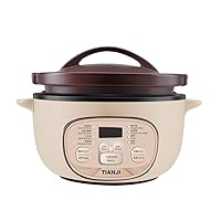 Tianji DSG-TZ30 Electric Clay Pot Slow Cooker for Claypot Rice and Casserole Porridge, Ceramic Casserole Cooking Pot with Unglazed Porcelain, Suitable for Stove, 3L