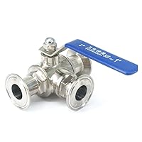 L-Port 1inch 25mm 304 Stainless Steel Sanitary 3 Way Ball Valve 1.5inch Tri Clamp 50.5mm Ferrule O/D for Homebrew Diary Product