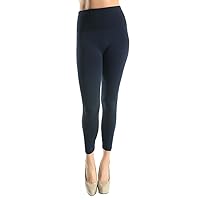 Womens Tummy Tuck High Waisted Fleece Leggings-Black-One Size Fits Almost All