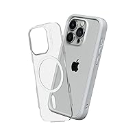 RhinoShield Modular Case Compatible with MagSafe for [iPhone 15 Pro Max] | Mod NX - Superior Magnetic Pull Force, Customizable Heavy Duty Protective Cover 3.5M / 11ft Drop Protection - Platinum Gray
