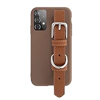Leather Strap Wristband Silicone Case for Samsung Galaxy A13 A23 A33 A53 A73 4G 5G Wrist Phone Matte Cover,Auburn, for A13 4G