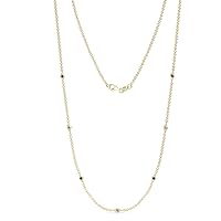 7 Station Black & White Natural Diamond Cable Petite Necklace 0.20 ctw 14K Yellow Gold