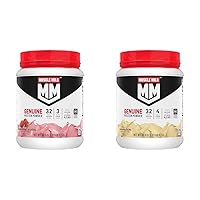 Genuine Protein Powder Bundle, Strawberries 'N Crème 1.93 Pounds 12 Servings 32g Protein 3g Sugar and Banana Crème 1.93 Pounds 12 Servings 32g Protein 4g Sugar
