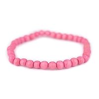 The Bead Chest Wood Stretch Bracelet, Neon Pink - Stackable Beaded Jewelry, Unisex for Men & Women
