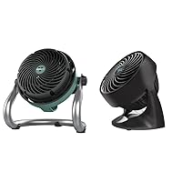 Vornado EXO51 Heavy Duty Air Circulator Shop Fan with Dustproof Motor (Green) and Vornado 133 Small Room Air Circulator Fan (Black)